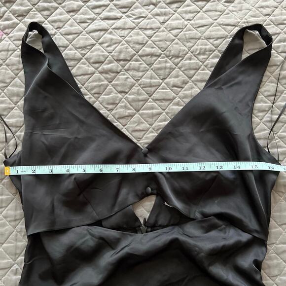 Zara Cutout Satin Effect Mini Black Dress Size L - Picture 9 of 14